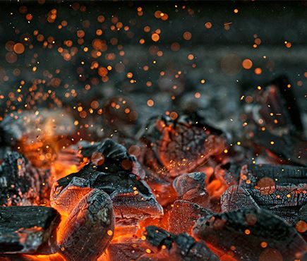 burning coals